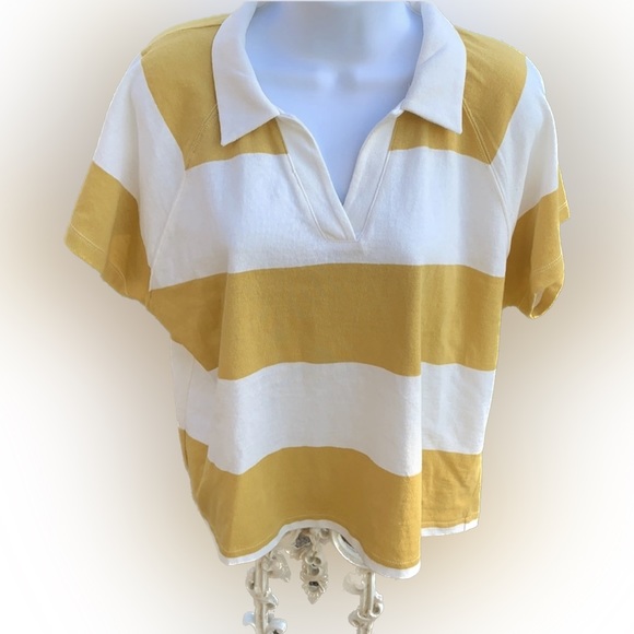 Madewell Tops - Madewell shirt, Stripes yellow mustard and ivory color.